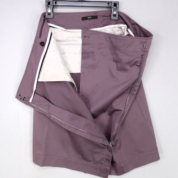 Hugo Boss Wrap Pencil Skirt Womens 6 Purple Pockets Professional Career - Picture 4 of 13